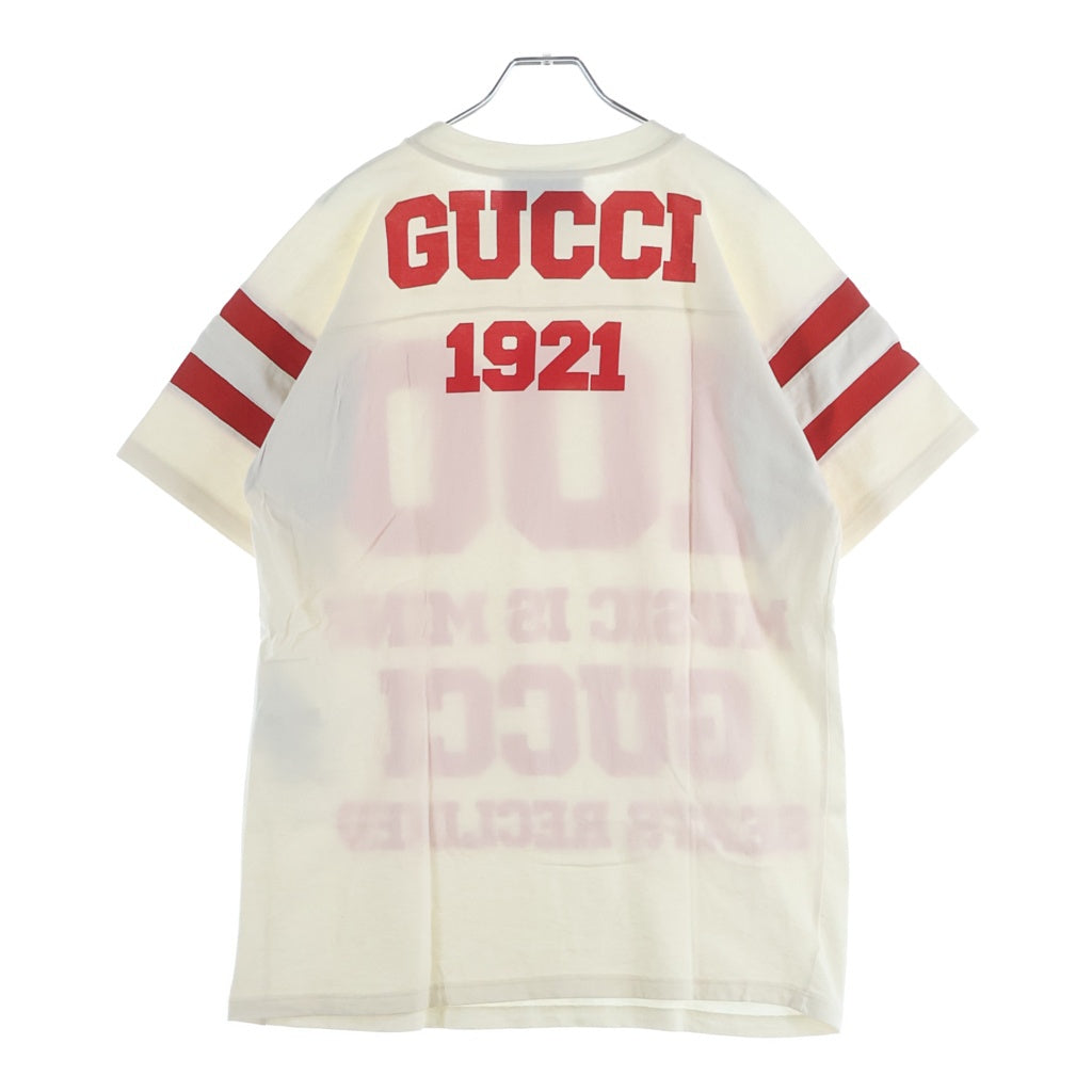 GUCCI(グッチ) 21SS 100周年 MUSIC IS MINE ロゴ Tシャツ ホワイト 660744 #XS