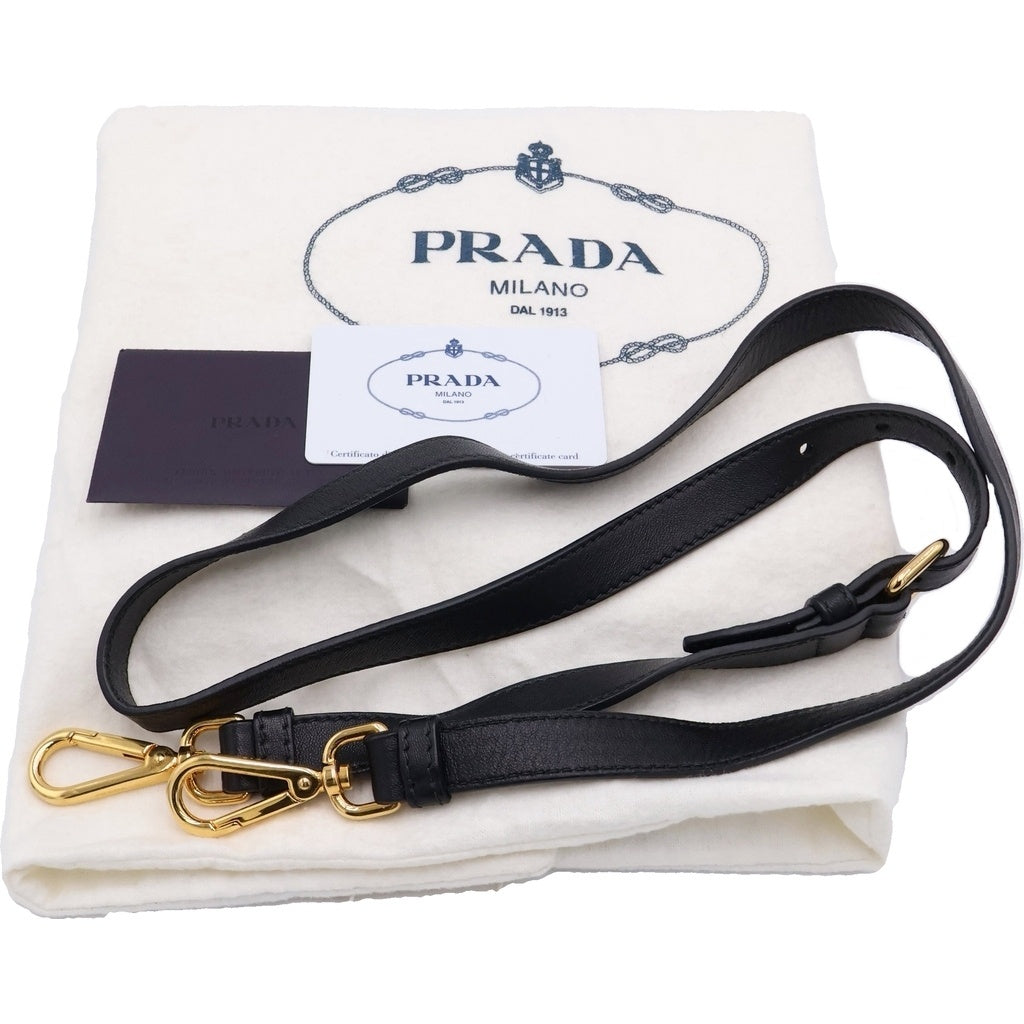PRADA(プラダ) ギャザー 2WAY ハンドバッグ ショルダーバッグ ブラック レザー BN1407 レディース