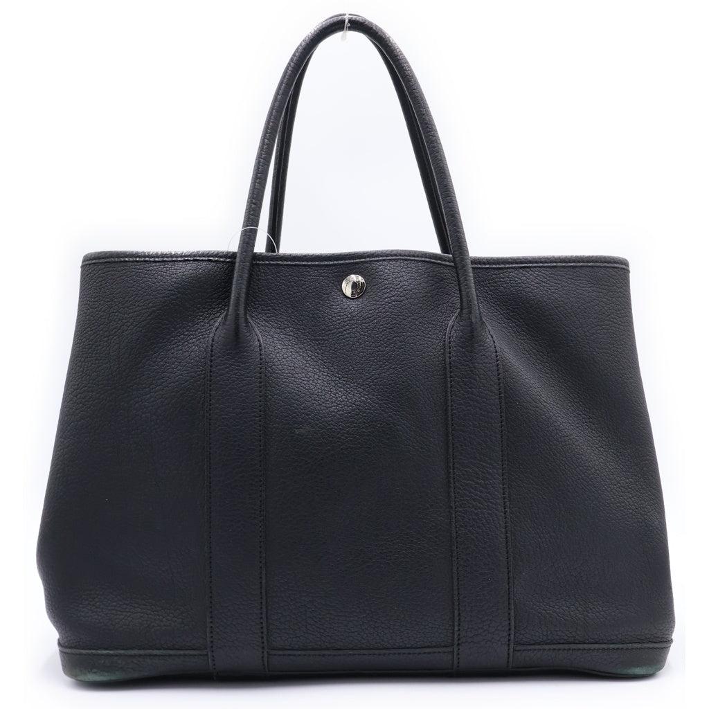 HERMES(エルメス) ガーデンパーティPM ハンドバッグ トートバッグ ブラック ネゴンダ レザー □K シルバー金具 レディース