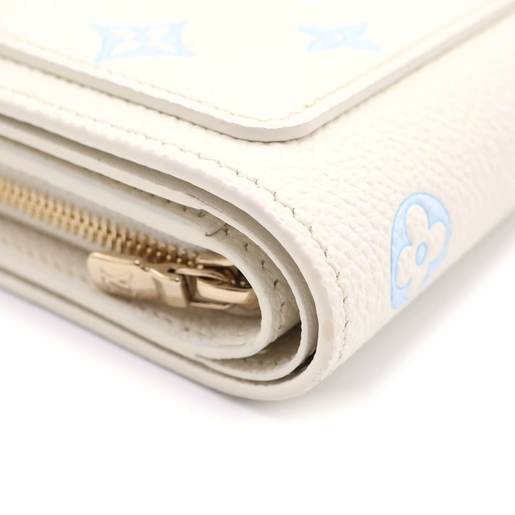 LOUIS VUITTON(ルイヴィトン) モノグラム エクリプス ポルトフォイユ・クレア 二つ折り財布 ホワイト×ブルー レザー RFID M28274 レディース