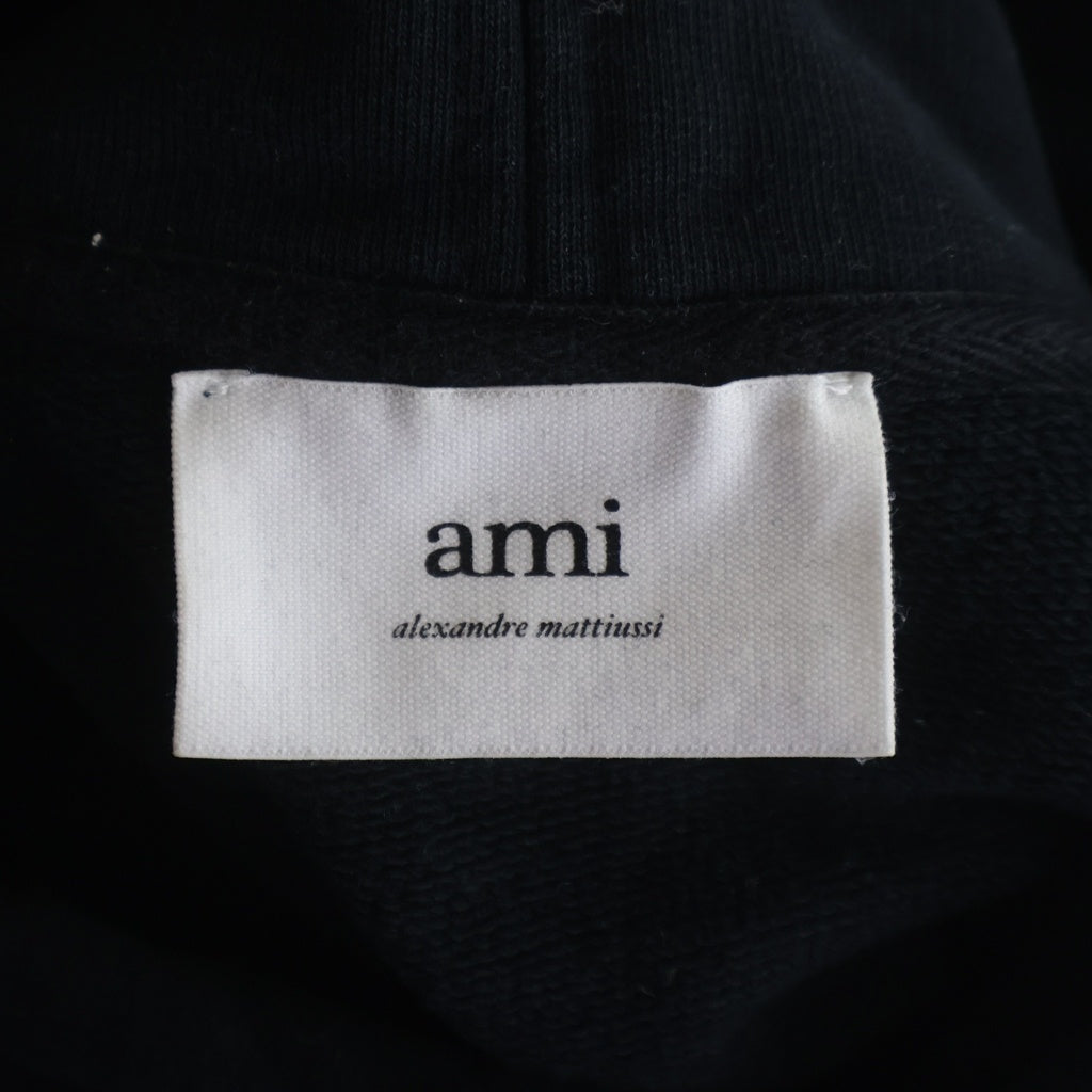 ami paris(アミパリス) プルオーバー パーカー ワンポイントロゴ ブラック コットン