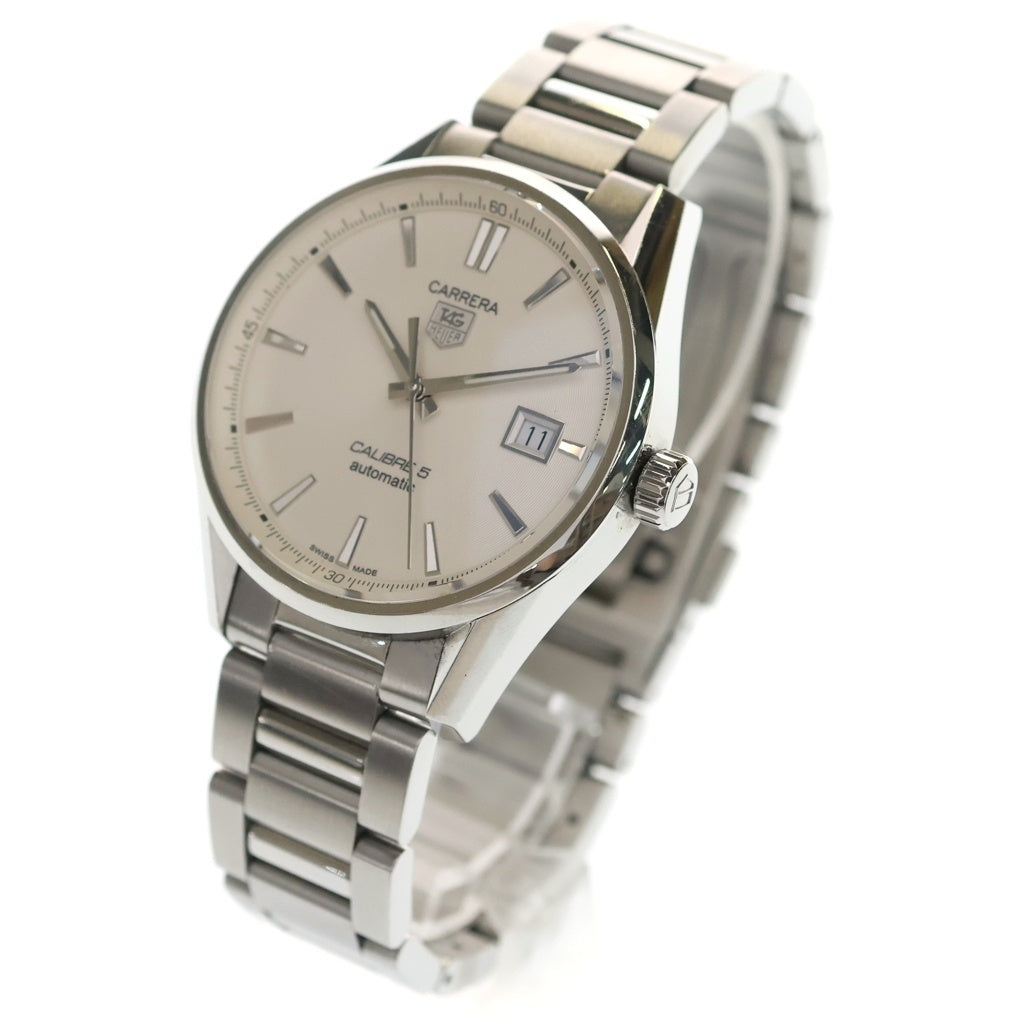 TAG HEUER(タグホイヤー) カレラ キャリバー5 白文字盤 自動巻き 腕時計 シルバー WAR211B.BA0782