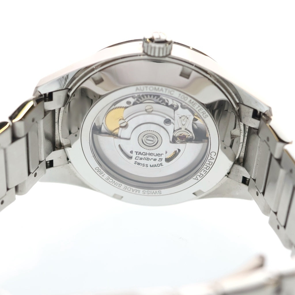 TAG HEUER(タグホイヤー) カレラ キャリバー5 白文字盤 自動巻き 腕時計 シルバー WAR211B.BA0782