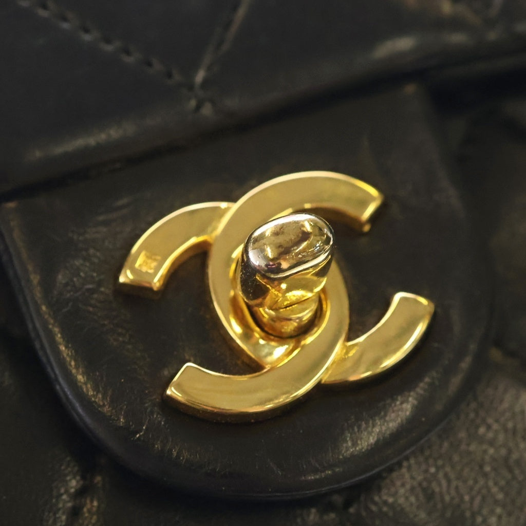 CHANEL(シャネル) ミニマトラッセ17 ラムスキン レザー Sフラップ ビジューチェーン ショルダーバッグ ゴールド金具 ブラック 1番台 A01115 レディース