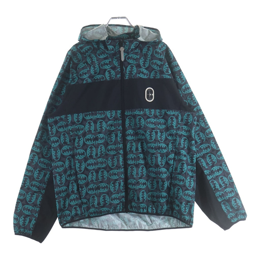 COACH コーチ ×GUANG YU グワン ユー ラバーCワッペンロゴ シグネチャー総柄 ナイロン フーデッド ジップアップ ジャケット パーカー ブラック/グリーン 1427 COACH(コーチ) ×GUANG YU グワン ユー ラバーCワッペンロゴ