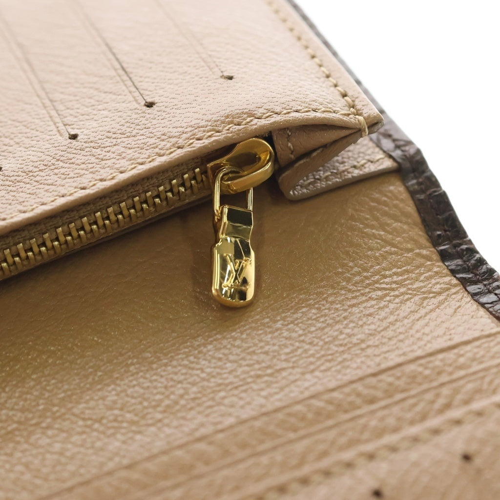 LOUIS VUITTON(ルイヴィトン) ヴェルティカル ウォレット スペシャルオーダー エキゾチック クロコダイル レザー 長財布 ゴールド金具 ブラウン レディース