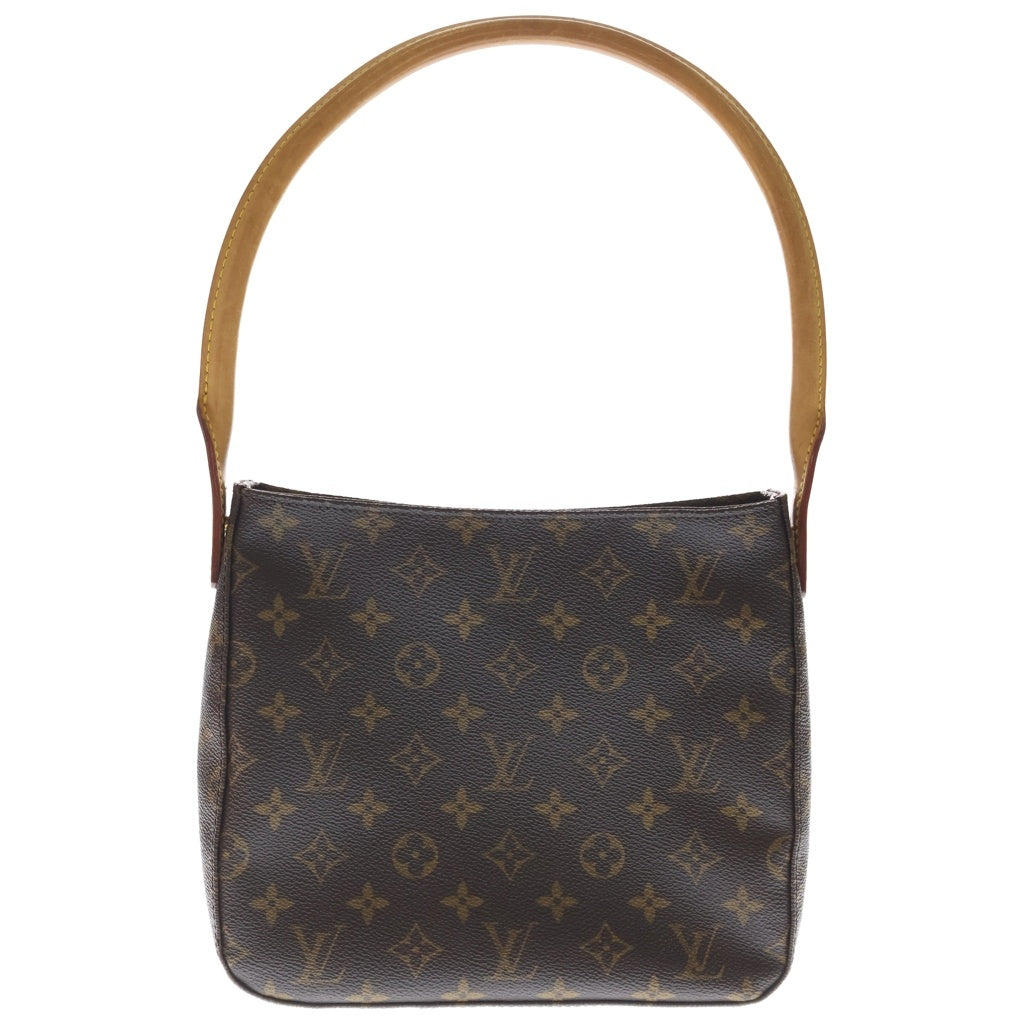 LOUIS VUITTON(ルイヴィトン) モノグラム ルーピングMM ショルダーバッグ ハンドバッグ ブラウン レザー×PVC M51146 ゴールド金具