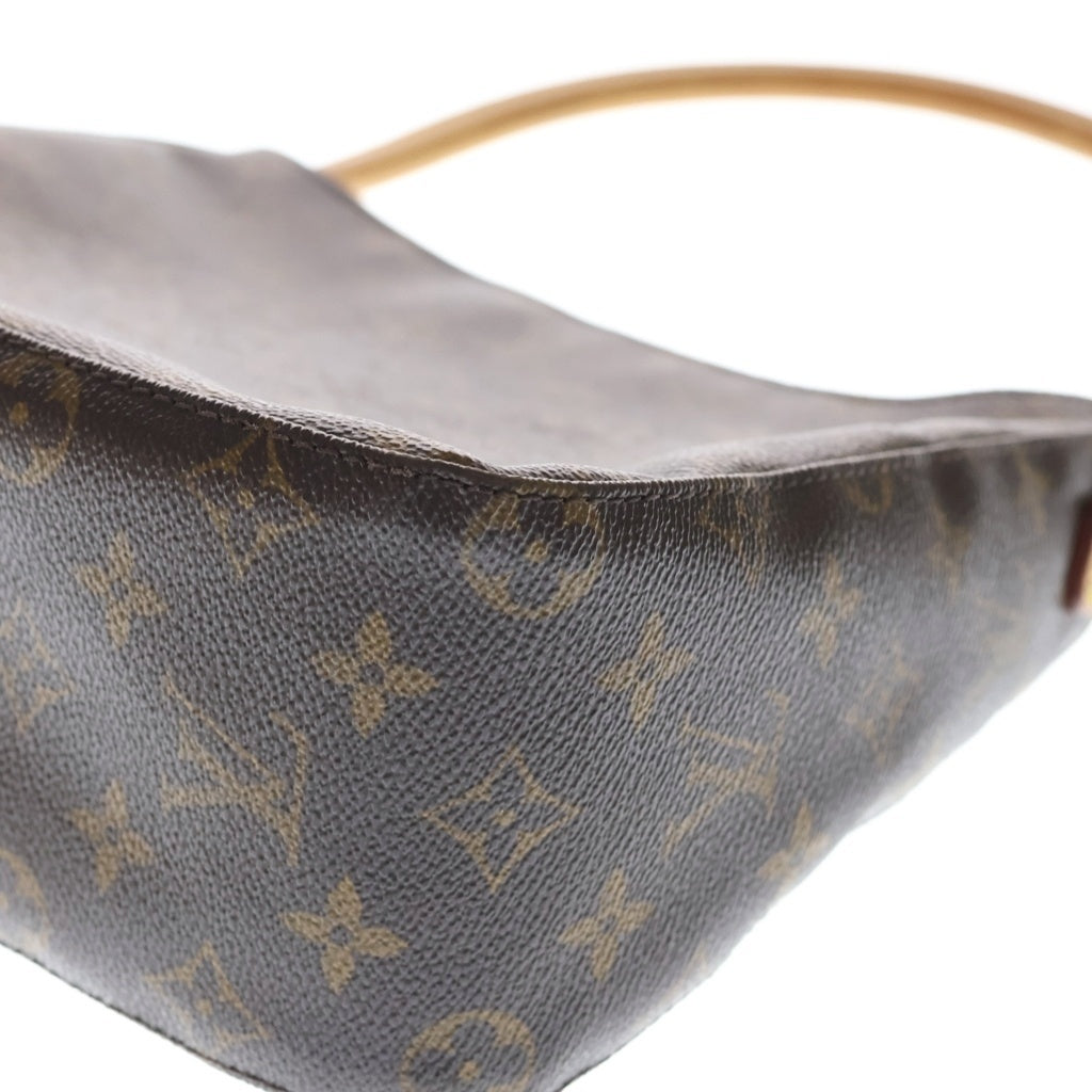 LOUIS VUITTON(ルイヴィトン) モノグラム ルーピングMM ショルダーバッグ ハンドバッグ ブラウン レザー×PVC M51146 ゴールド金具
