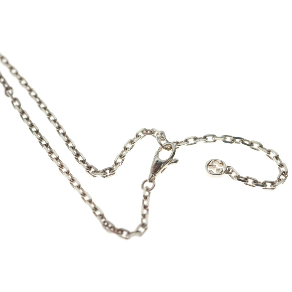 GUCCI(グッチ) ダイアゴナル インターロッキングG ネックレス スリーピースチャーム エングレービングロゴ シルバー ネックレス ペンダント チェーン GP