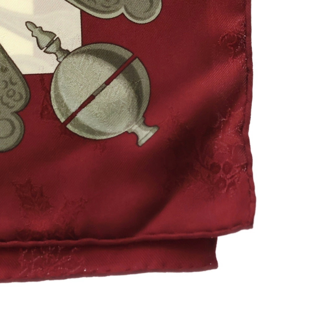HERMES(エルメス) カレ90 Plumes et Grelots 羽根飾りと鈴 レッド シルク スカーフ レディース