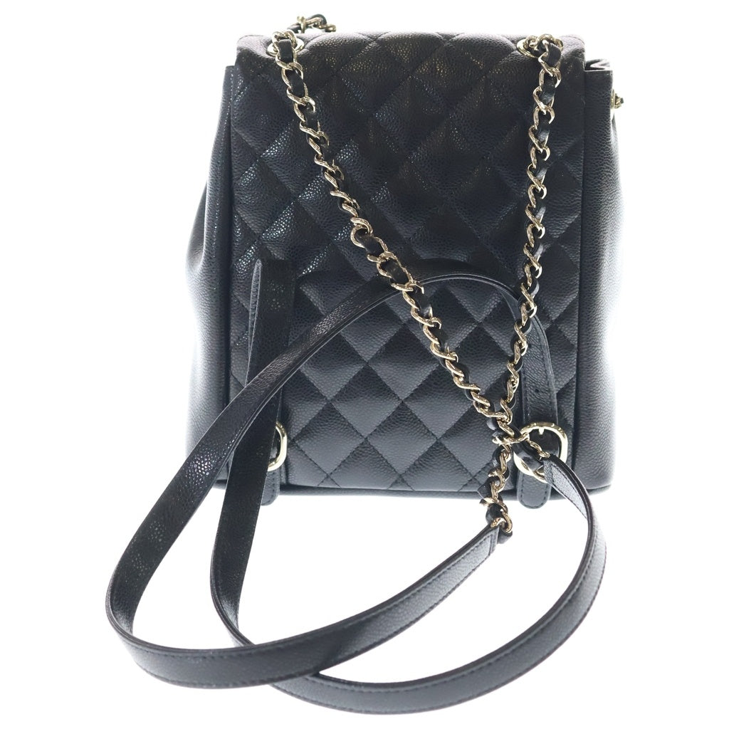 CHANEL(シャネル) マトラッセ バックパック リュックサック ブラック スモール キャビアスキン AS3787 ゴールド金具 レディース
