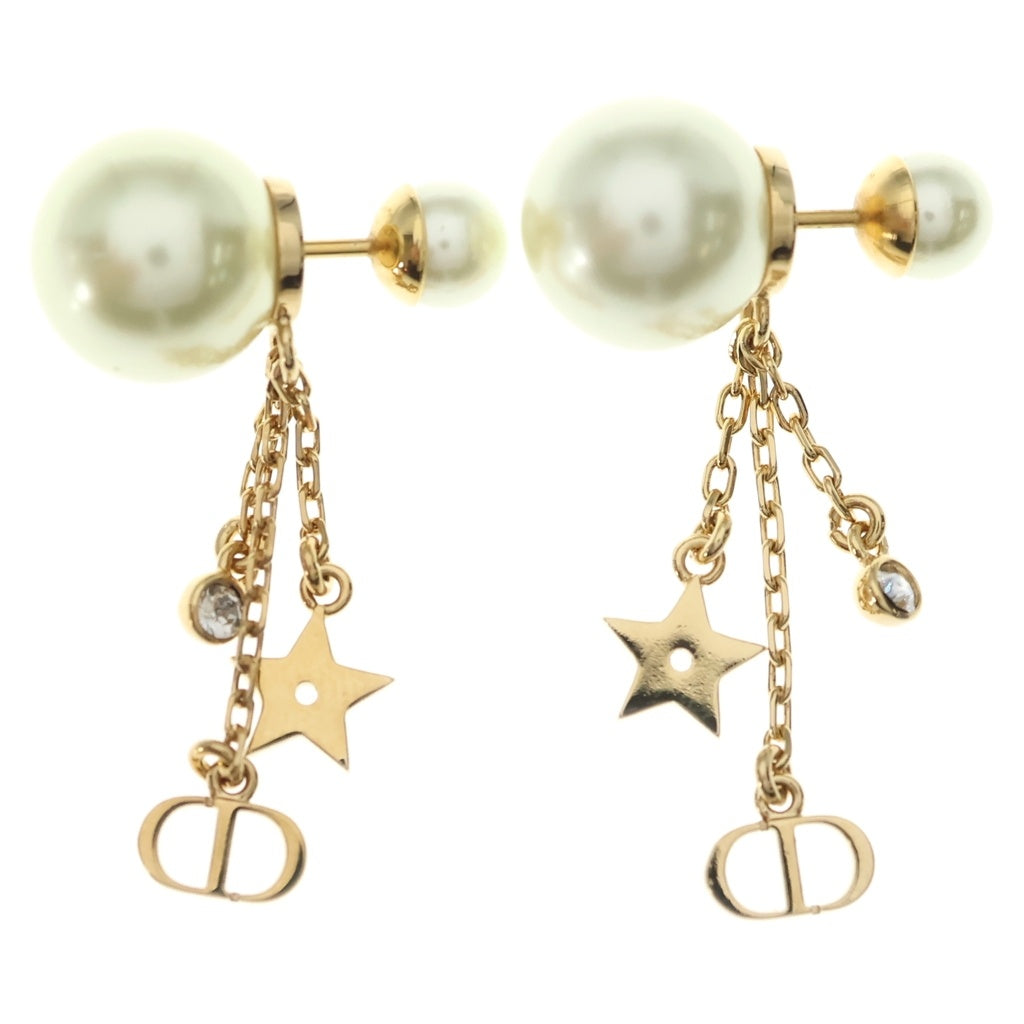 Christian Dior(クリスチャンディオール) CDロゴパール ラインストーンピアス ゴールド レディース