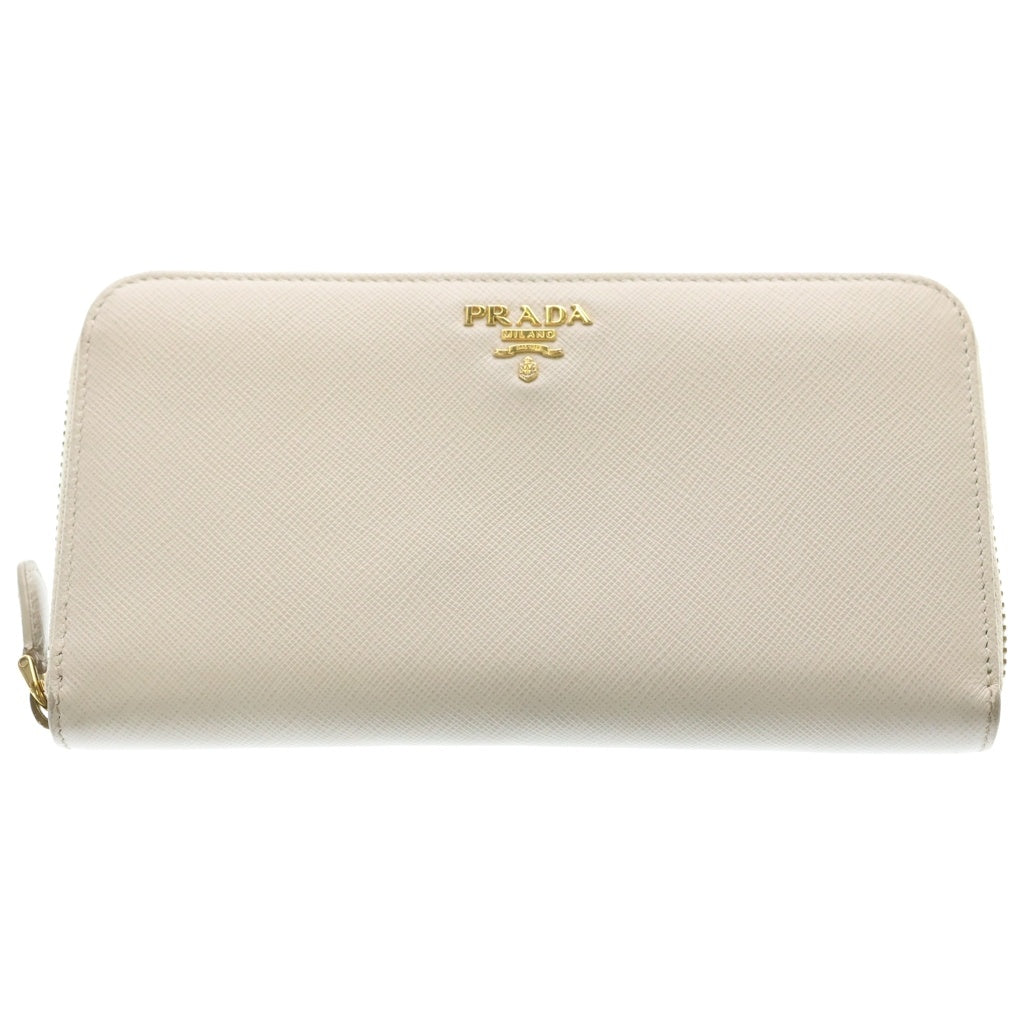 PRADA(プラダ) ラウンドファスナー長財布 レザー 1ML506 ホワイト レディース