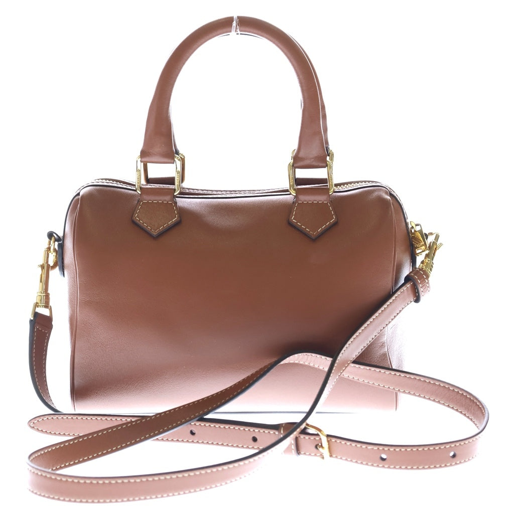 CELINE(セリーヌ) キュイル トリオンフ スモールボストン ショルダーバッグ ミニハンドバッグ ブラウン タン レザー 113773DU3 ゴールド金具 レディース
