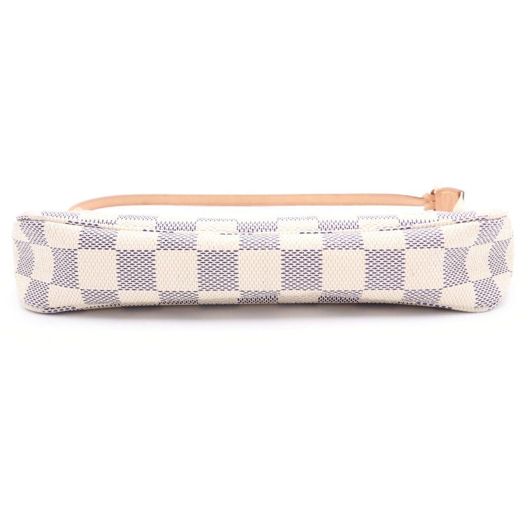 LOUIS VUITTON(ルイヴィトン) ダミエアズール ポシェット アクセソワール ハンドバック ホワイト×ブラウン PVC×レザー N51986 ゴールド金具 レディース