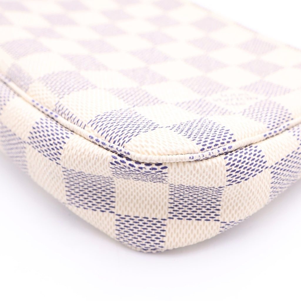 LOUIS VUITTON(ルイヴィトン) ダミエアズール ポシェット アクセソワール ハンドバック ホワイト×ブラウン PVC×レザー N51986 ゴールド金具 レディース