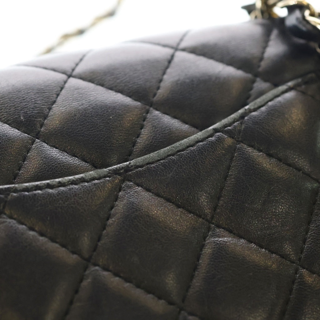 CHANEL(シャネル) ミニマトラッセ20 ラムスキン ゴールド金具 ターンロック シングルフラップ シングルチェーンショルダーバッグ A69900 ブラック レディース
