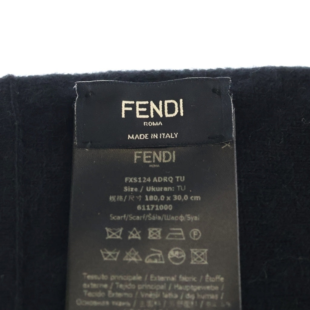 FENDI(フェンディ) ロゴ入りマフラー ブラック×イエロー コットン 61171000