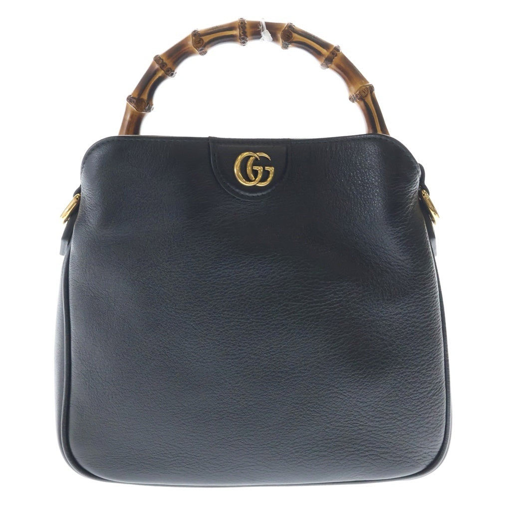 GUCCI(グッチ) ダイアナ スモール バンブー レザー ショルダーバッグ 2WAY ハンド ショルダー バッグ ブラック 746251 レディース