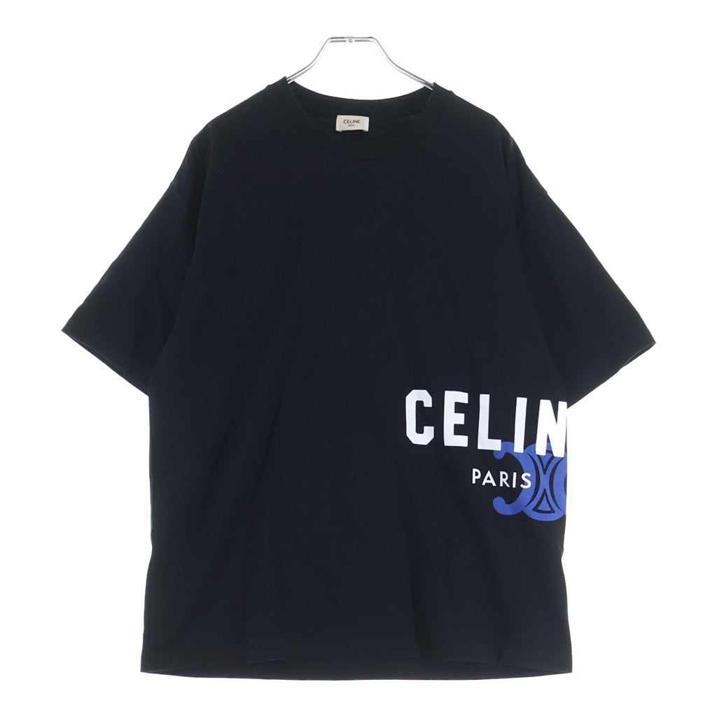 CELINE(セリーヌ) フロントプリントロゴTシャツ ブラック #L