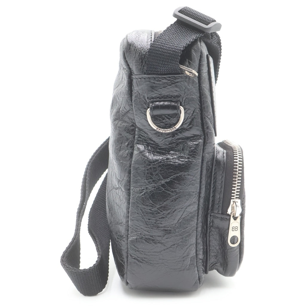 BALENCIAGA(バレンシアガ) スーパービジー ヴァーティカル ショルダーバッグ ミニバッグ ブラック レザー 8673812 シルバー金具 レディース