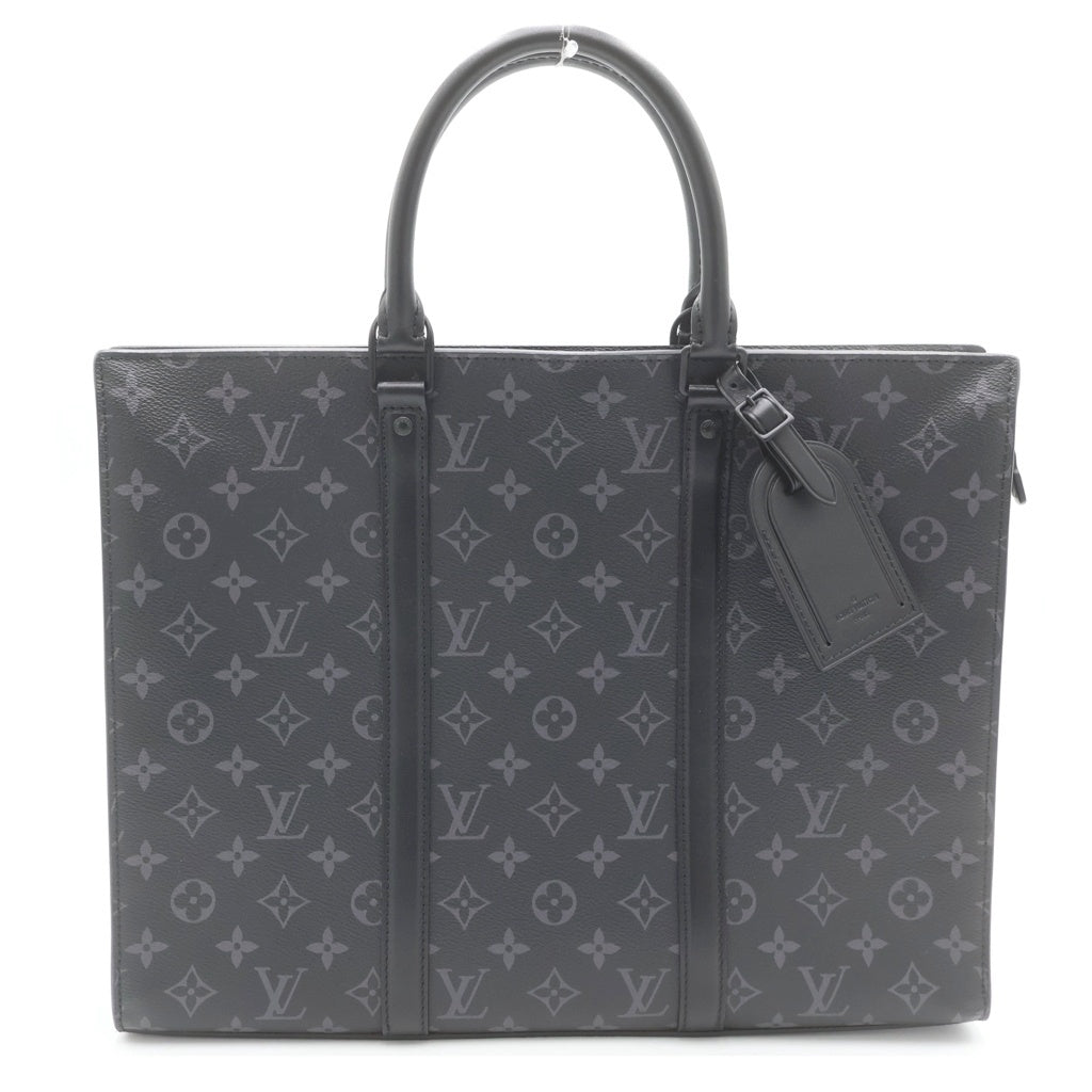 LOUIS VUITTON(ルイヴィトン) モノグラム エクリプス サックプラ ホリゾンタルジップ ショルダー ハンドバッグ 2WAY PVC レザー ブラック M45265 RFID レディース