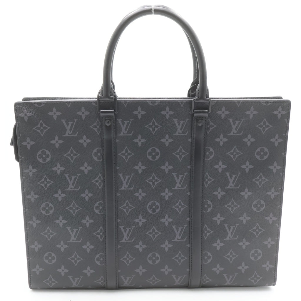 LOUIS VUITTON(ルイヴィトン) モノグラム エクリプス サックプラ ホリゾンタルジップ ショルダー ハンドバッグ 2WAY PVC レザー ブラック M45265 RFID レディース