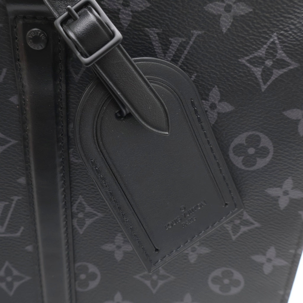 LOUIS VUITTON(ルイヴィトン) モノグラム エクリプス サックプラ ホリゾンタルジップ ショルダー ハンドバッグ 2WAY PVC レザー ブラック M45265 RFID レディース