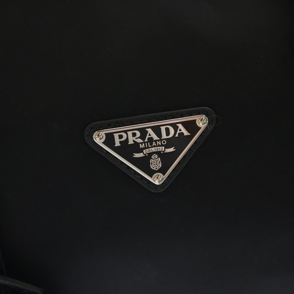 PRADA(プラダ) サフィアーノ ボストンバッグ ダッフルバッグ ハンドバッグ ショルダーバッグ ブラック レザー×ナイロン 2VC007 シルバー金具
