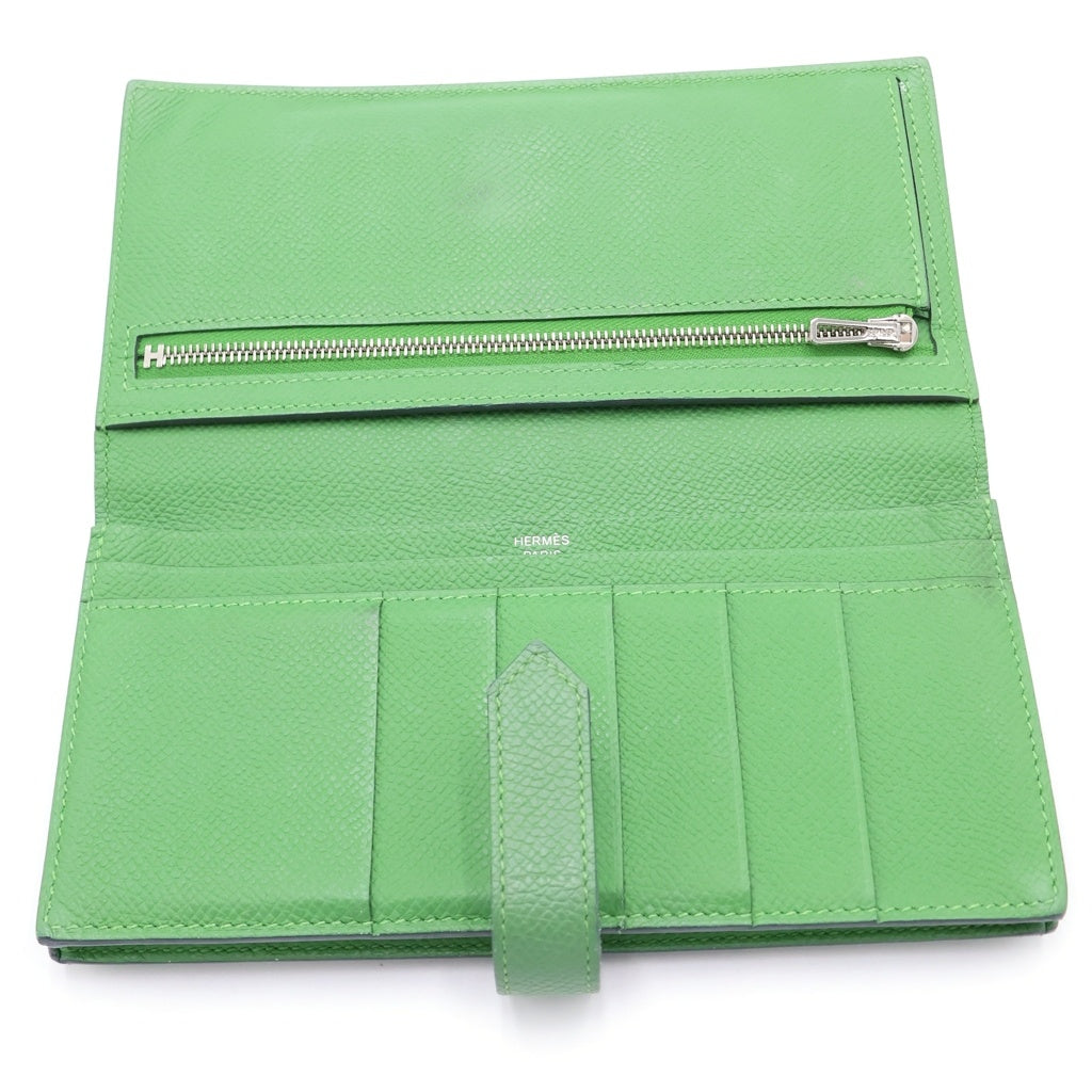 HERMES(エルメス) ベアン スフレ ロングウォレット 長財布 カードケース ミントグリーン トゴ W刻印 シルバー金具 レディース