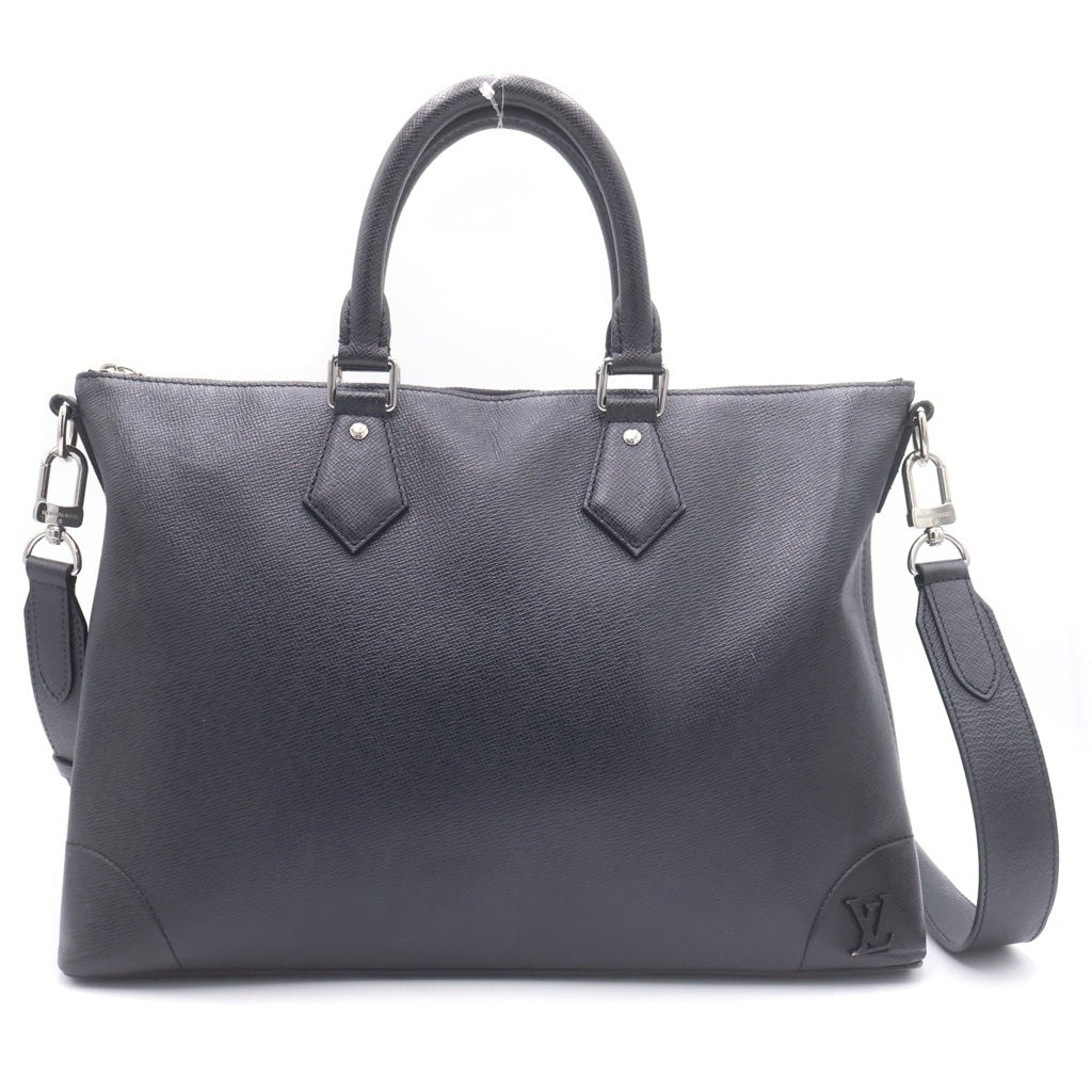 LOUIS VUITTON(ルイヴィトン) タイガ スリム・ブリーフケース ビジネスバッグ 2WAYバッグ ハンドバッグ ショルダーバッグ ブラック レザー M30810 シルバー金具 レディース