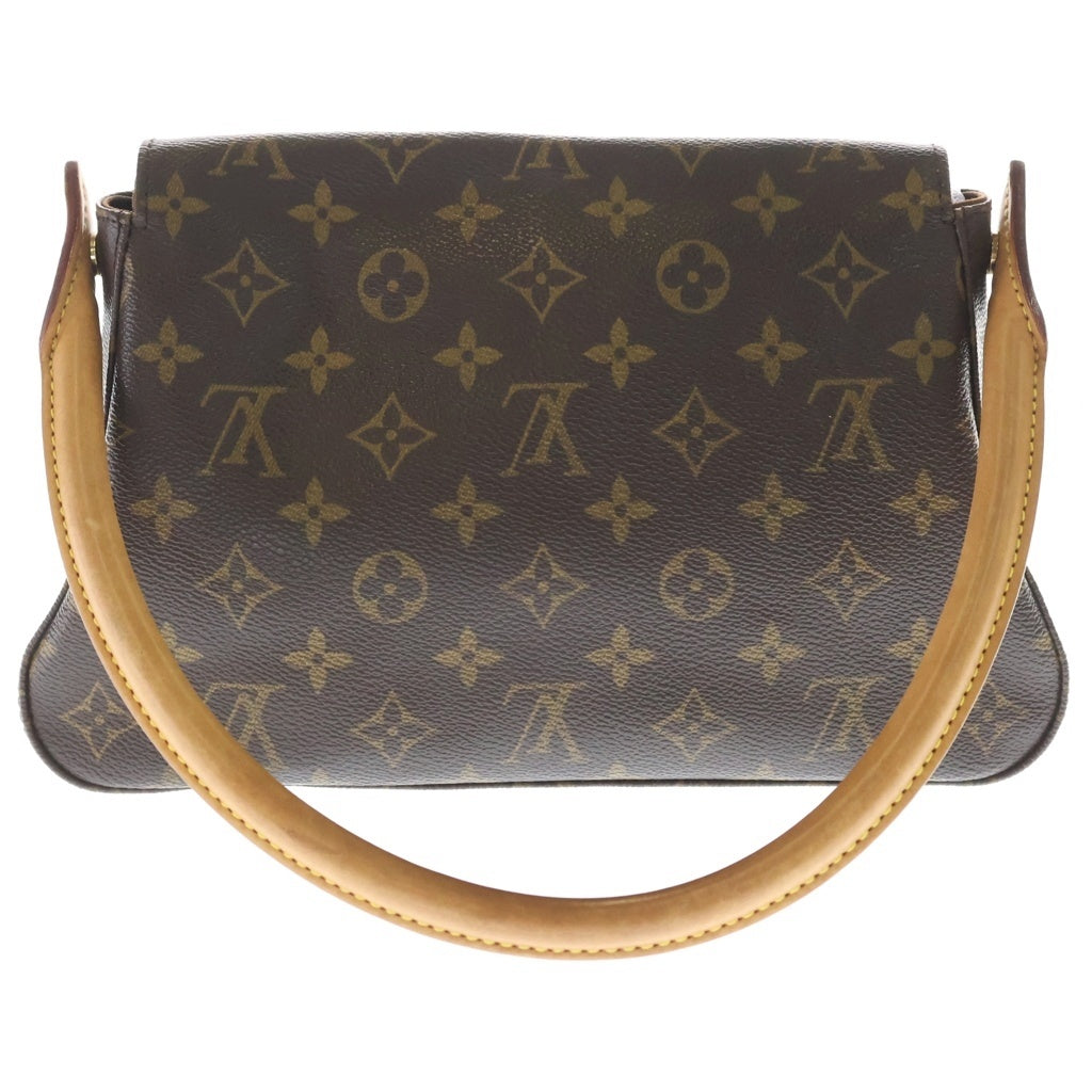 LOUIS VUITTON(ルイヴィトン) モノグラム ミニルーピング ハンドバッグ ワンショルダーバッグ ブラウン レザー×PVC M51147 ゴールド金具 レディース