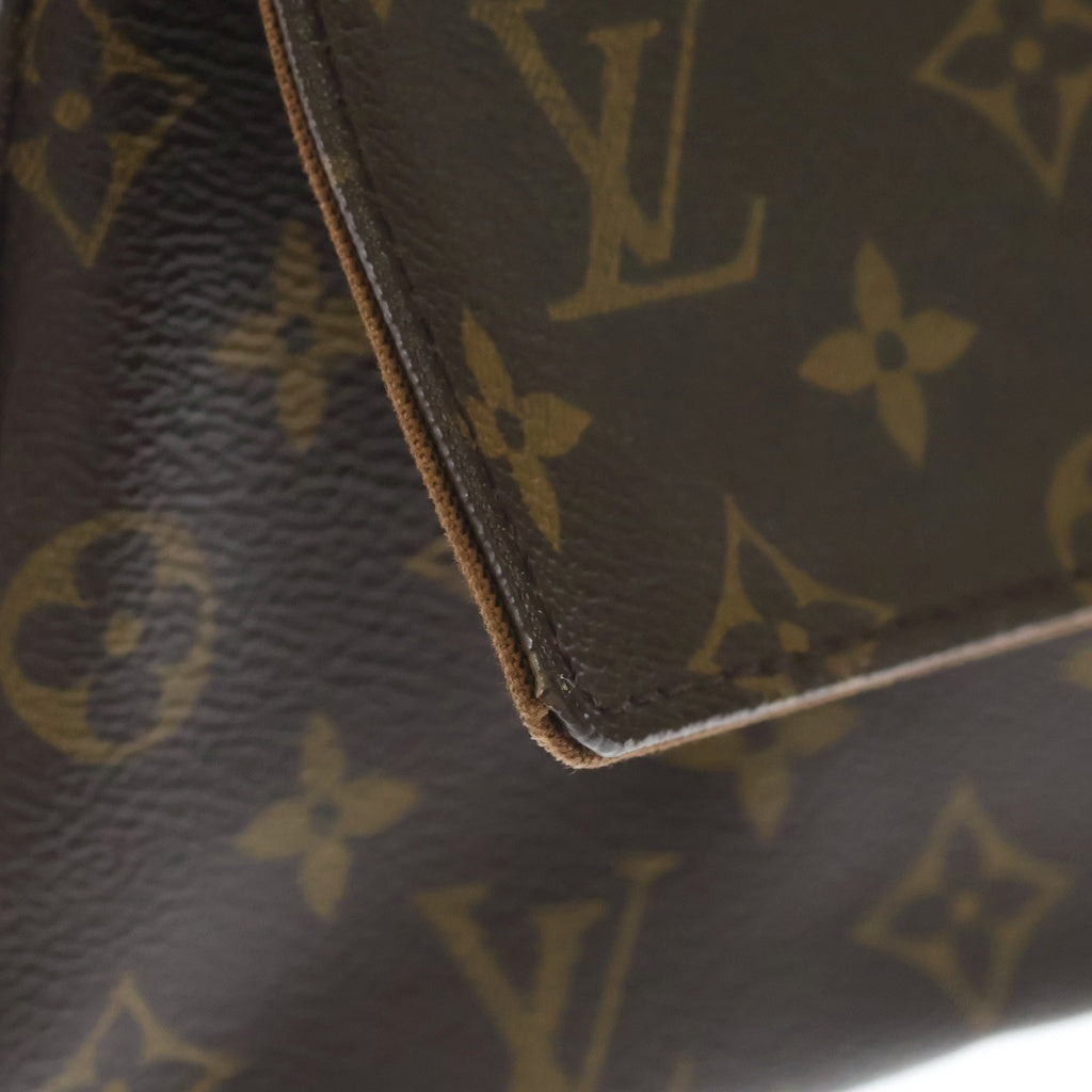 LOUIS VUITTON(ルイヴィトン) モノグラム ミニルーピング ハンドバッグ ワンショルダーバッグ ブラウン レザー×PVC M51147 ゴールド金具 レディース