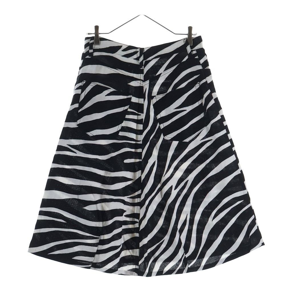 JUNYA WATANABE COMME des GARCONS(ジュンヤワタナベ コムデギャルソン) 16SS リネン ゼブラ柄 ロングスカート AD2015 ブラック/ホワイト JQ-P038 レディース