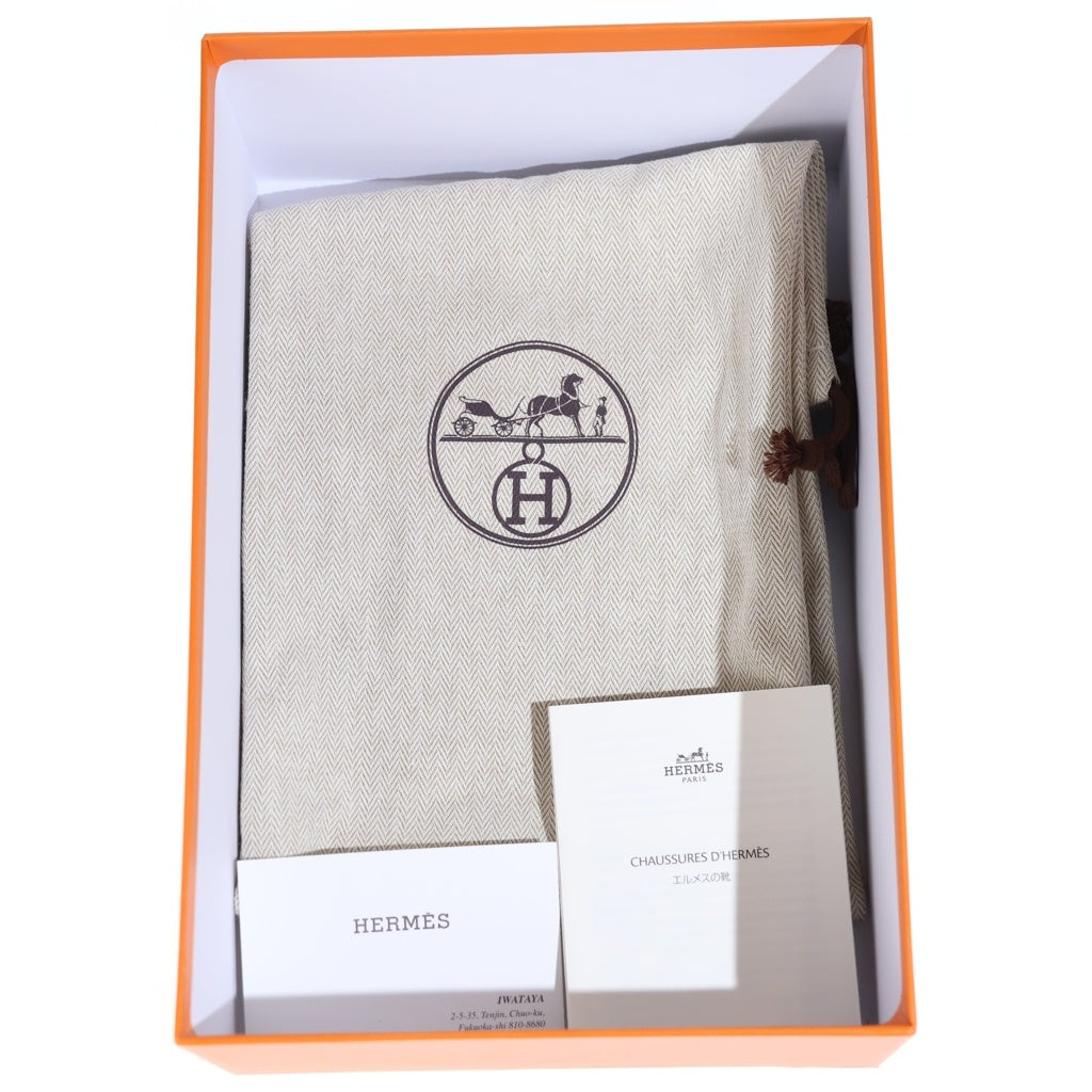 HERMES(エルメス) サントリーニ ローズキャンキャン Hロゴ レザー アンクルストラップ サンダル シューズ シルバー金具 ピンク レディース