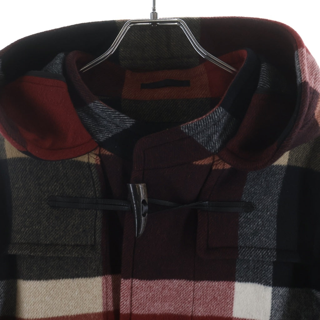 BLACK LABEL CRESTBRIDGE(ブラックレーベルクレストブリッジ) エアリーメルトンクレストブリッジ ウール チェック総柄 ダッフルコート レッド/ベージュ総 51B10-610
