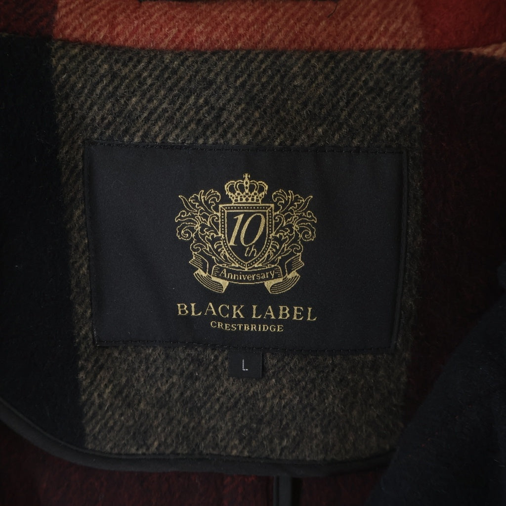 BLACK LABEL CRESTBRIDGE(ブラックレーベルクレストブリッジ) エアリーメルトンクレストブリッジ ウール チェック総柄 ダッフルコート レッド/ベージュ総 51B10-610