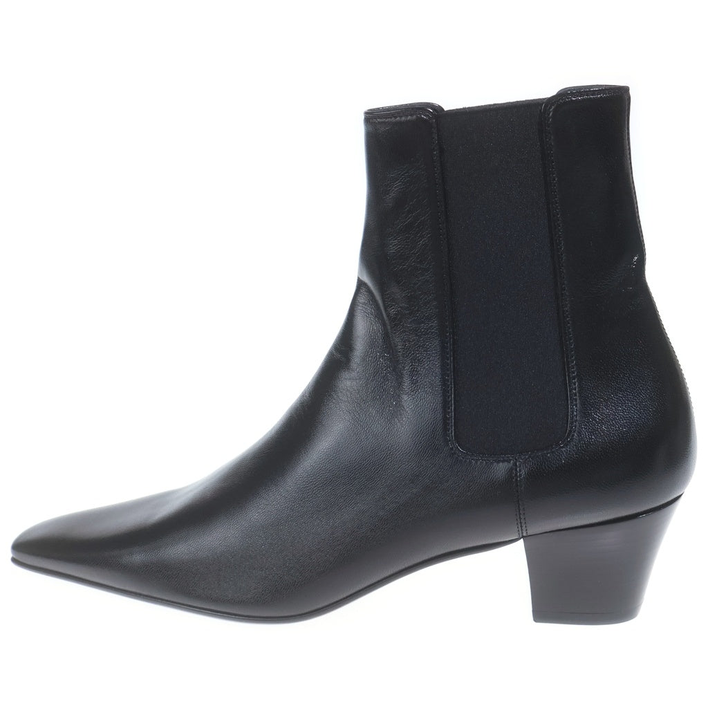SAINT LAURENT PARIS(サンローランパリ) RAINER チェルシー レザー ヒール サイドゴア ショート ブーツ シューズ ブラック 776885