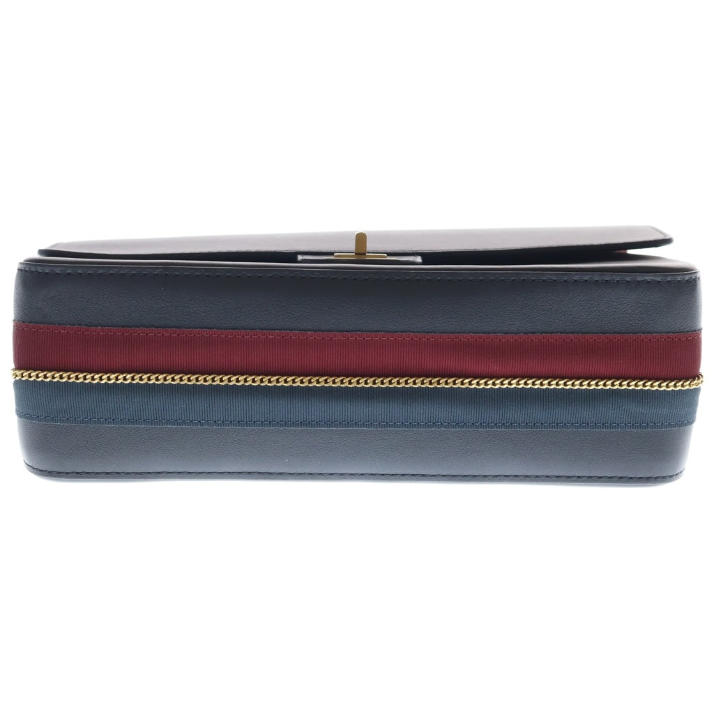 CHANEL(シャネル) 2.55 メダルチャーム レザー Wフラップ Wチェーン ショルダーバッグ ネイビー ゴールド金具 26番台 レディース
