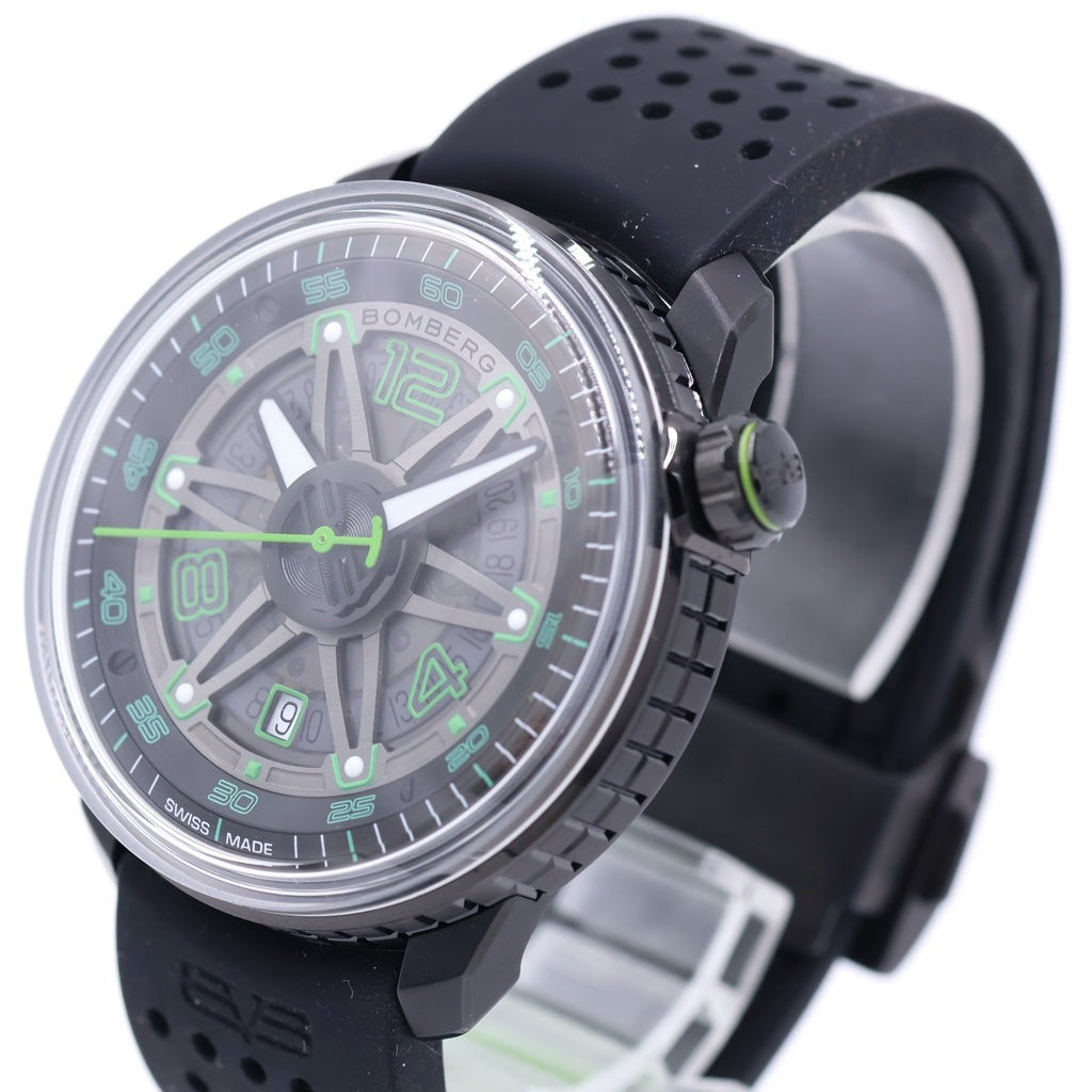 BOMBERG(ボンバーグ) BB-01 オートマティック PVD 黒文字盤 ラバーベルト 自動巻き 腕時計 ブラック/グリーン CT43APBA.21-2.11