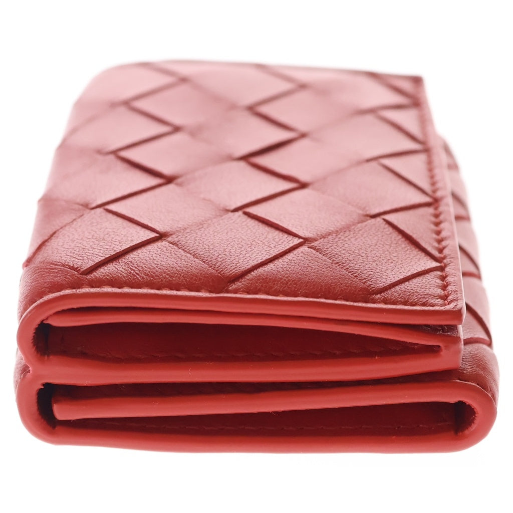 BOTTEGA VENETA(ボッテガヴェネタ) イントレチャート コンパクトウォレット 三つ折り財布 レッド レザー 533451 レディース