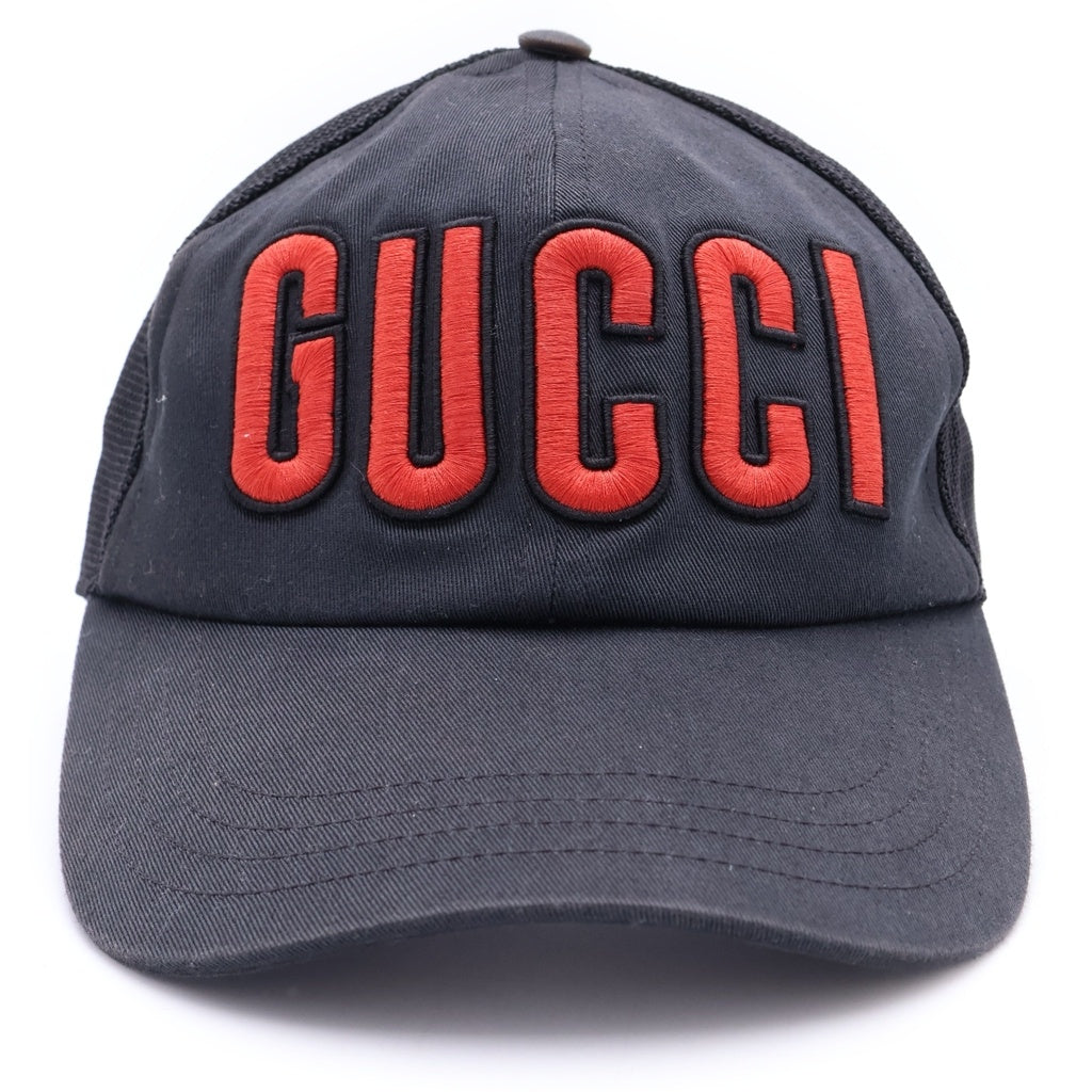 GUCCI(グッチ) ロゴ メッシュキャップ 帽子 コットン ブラック 701324 レディース