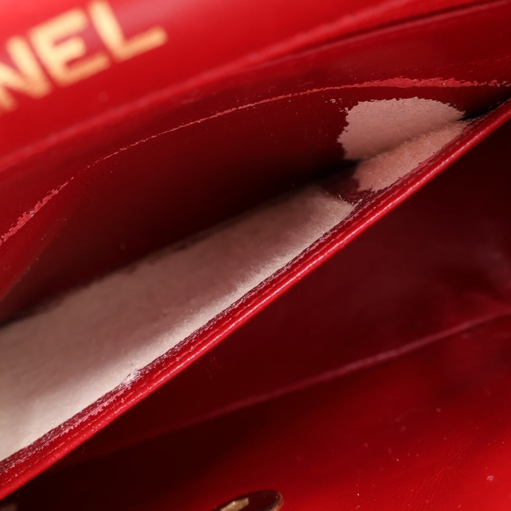 CHANEL(シャネル) ミニマトラッセ18 ラムスキン ゴールド金具 ターンロック シングルフラップ シングルショルダー チェーン ショルダーバッグ A01115 レッド レディース