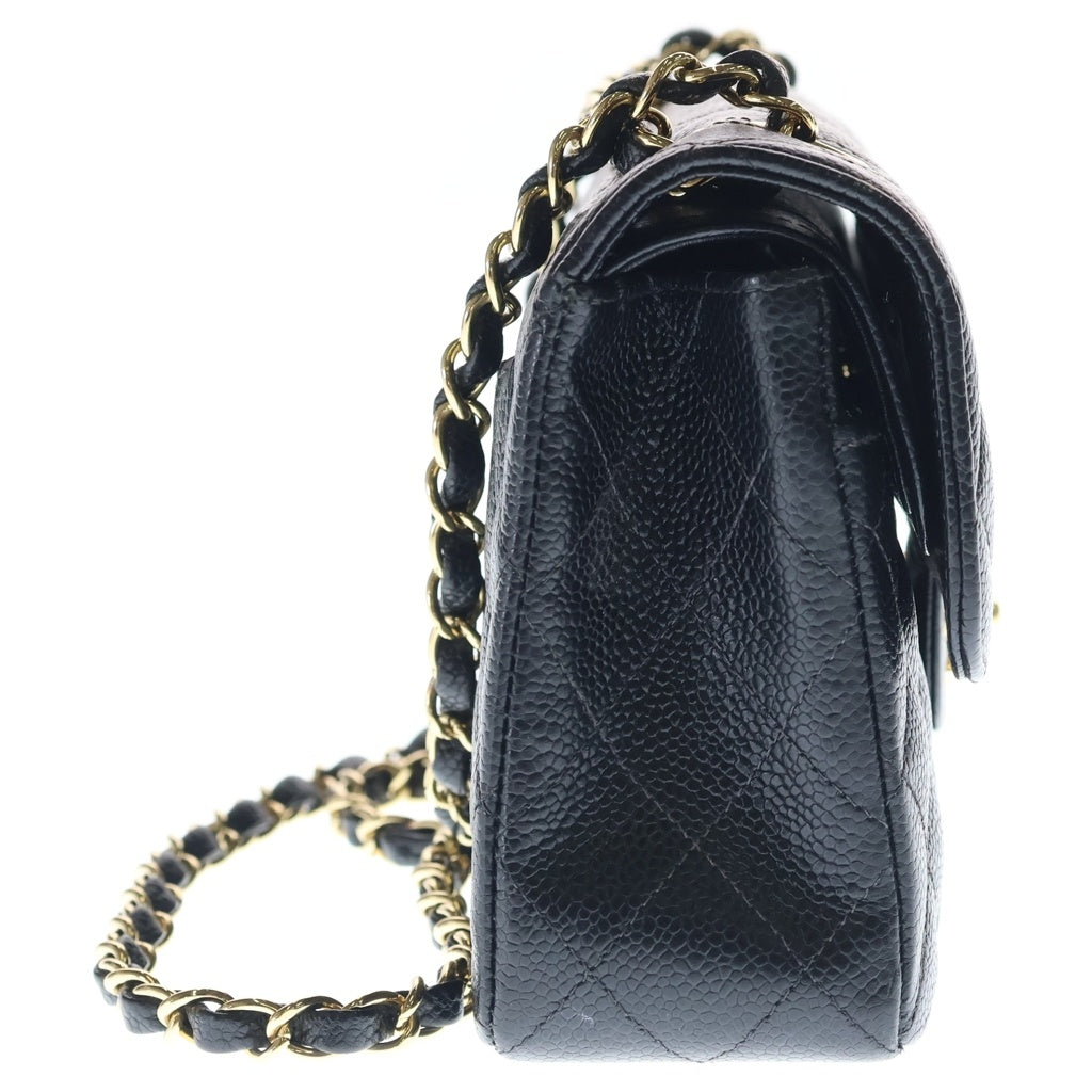 CHANEL(シャネル) マトラッセ23 WフラップWチェーンショルダーバッグ ブラック キャビアスキン A01113 ゴールド金具 レディース