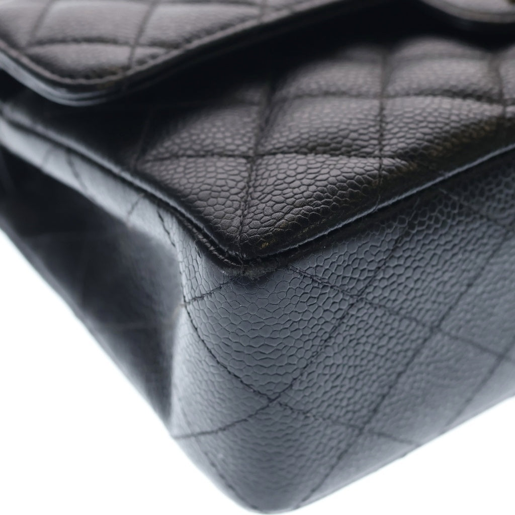CHANEL(シャネル) マトラッセ23 WフラップWチェーンショルダーバッグ ブラック キャビアスキン A01113 ゴールド金具 レディース