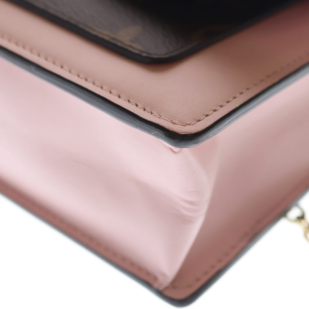 LOUIS VUITTON(ルイヴィトン) モノグラム ポルトフォイユ フロール チェーン ショルダーバッグ PVC レザー ローズバレリーヌ M67405 ICタイプ ブラウン/ピンク レディース