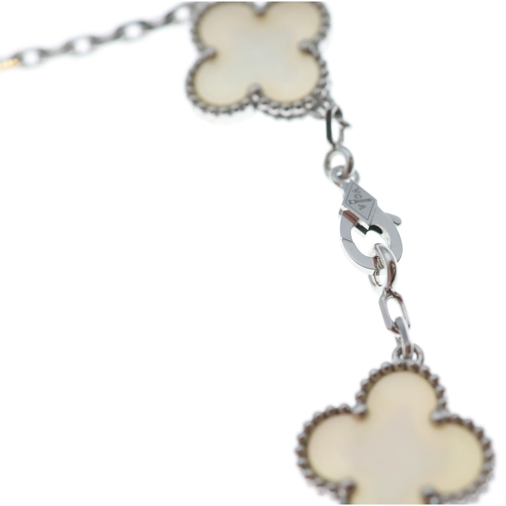 Van Cleef & Arpels(ヴァンクリーフアンドアーペル) ヴィンテージアルハンブラ マザーオブパール 5モチーフ Au750 K18WG ブレスレット VCARF48400 ホワイトゴールド レディース