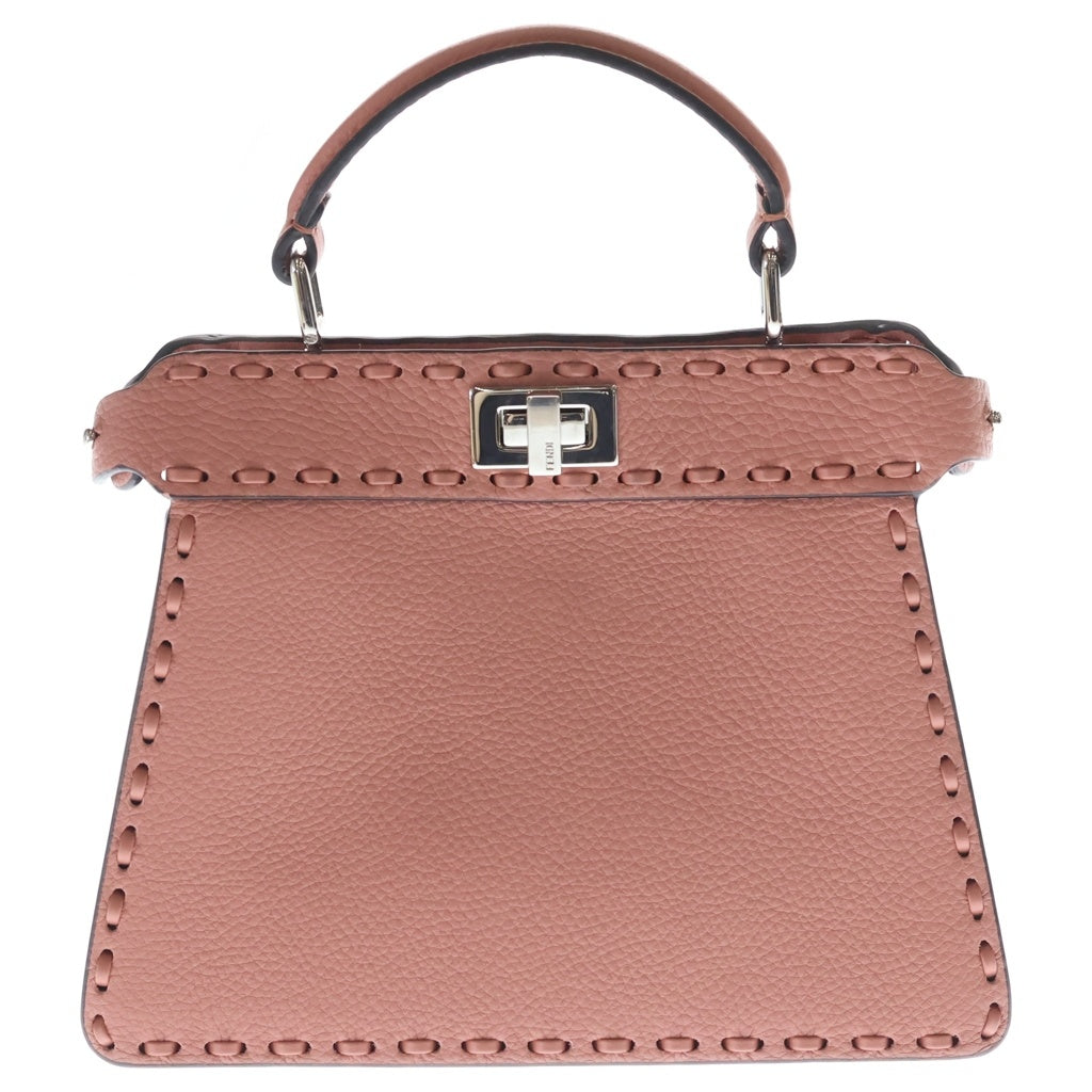 FENDI(フェンディ) ピーカブー プチ アイシーユー レザー 2WAY ハンド ショルダー バッグ シルバー金具 ピンク 8BN335 レディース