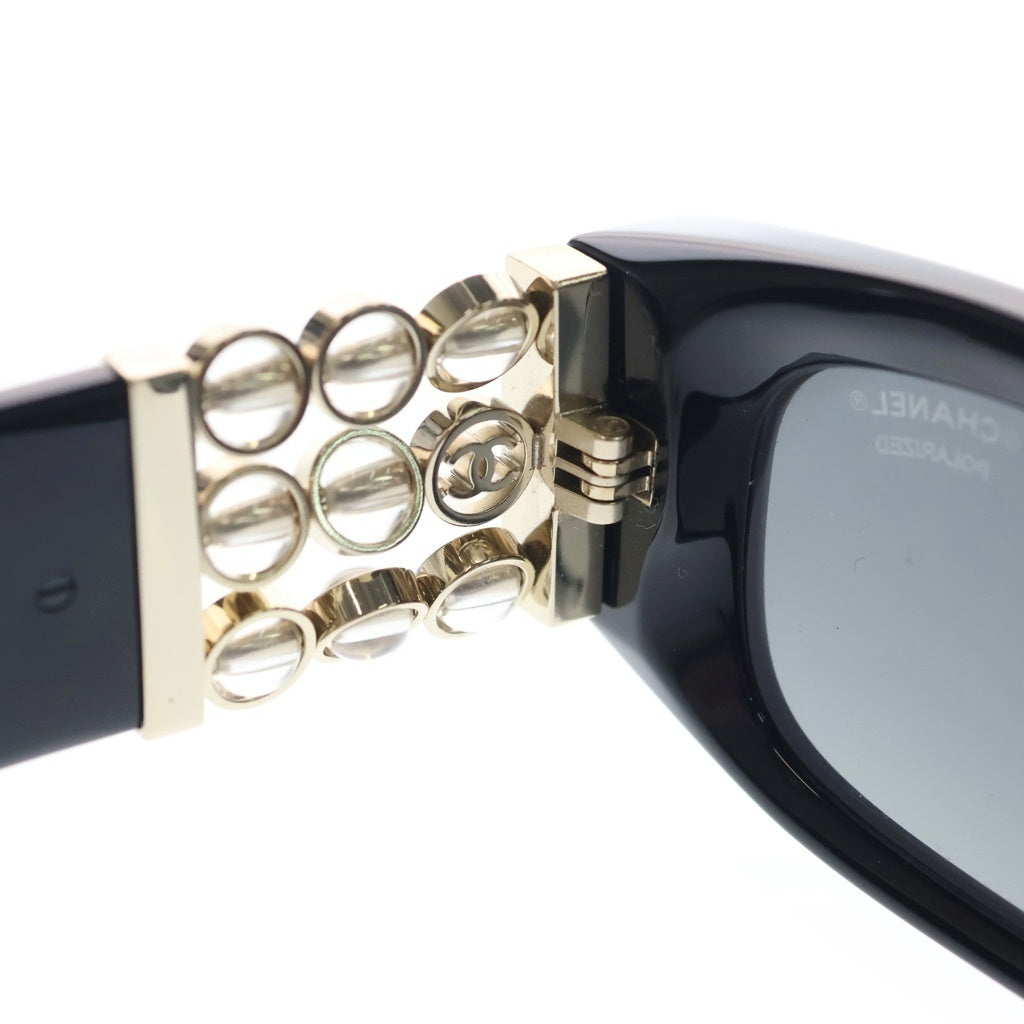 CHANEL(シャネル) オーバル サングラス ココマーク サイドフェイクパール ブラック 54□17 5544