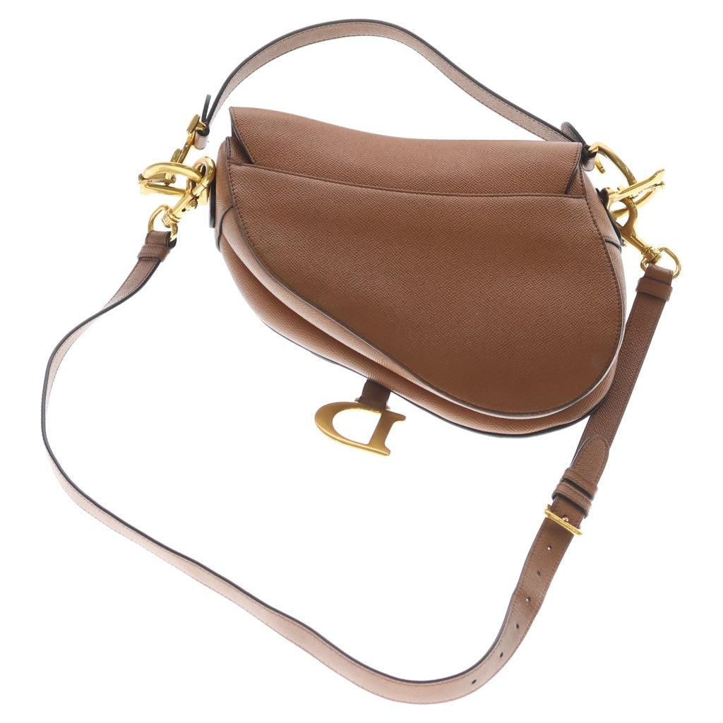Christian Dior(クリスチャンディオール) サドル バッグ ショルダーバッグ ブラウン グレインドカーフスキン M0455CBAA_M44M ゴールド金具 レディース
